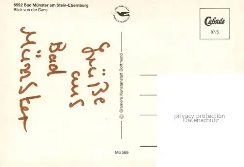 AK / Ansichtskarte Bad_Muenster_Stein_Ebernburg Blick von der Gans Bad_Muenster