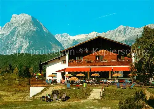 AK / Ansichtskarte Seefeld_Tirol Gschwandtkopf Huette mit Hohe Munde und Zugspitzgebiet Seefeld Tirol