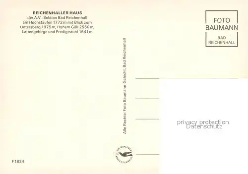 AK / Ansichtskarte Reichenhaller_Haus_1750m_Hochstauffen mit Blick zum Untersberg Hohen Goell Lattengebirge und Predigtstuhl 