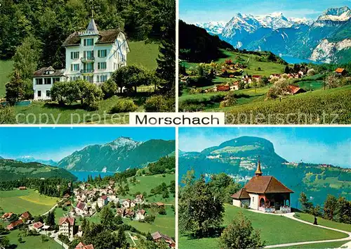 AK / Ansichtskarte Morschach_SZ Hotel Bellevue Panorama Fliegeraufnahme Kapelle 