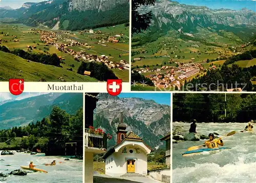 AK / Ansichtskarte Muotathal Panorama Wildwasser Kanusport Kapelle Muotathal