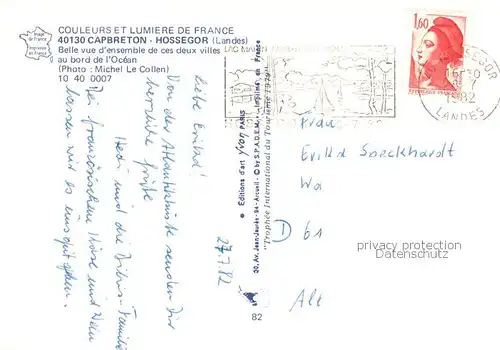 AK / Ansichtskarte Hossegor_Soorts_Landes Belle vue densemble aerienne de ces deux villes au bord de l Ocean Hossegor_Soorts_Landes