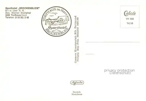 AK / Ansichtskarte Torfhaus_Harz Sporthotel Brockenblick Fliegeraufnahme Torfhaus Harz