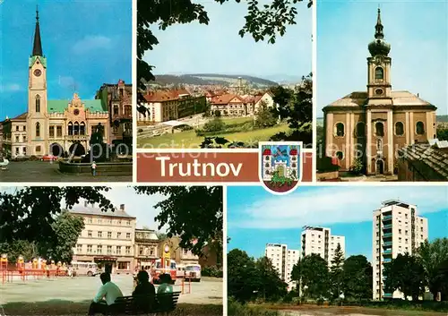 AK / Ansichtskarte Trutnov Radnice Celkovy pohled Pozdne baroknimananskykostel Autobusove nadrazi Vyskove domy na Konevove nablezi Trutnov