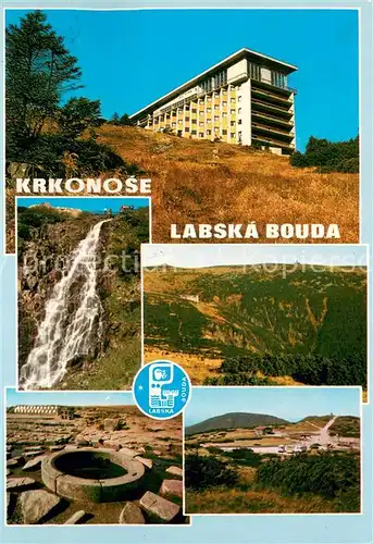 AK / Ansichtskarte Krkonose_CZ Labska Bouda Labsky vodopad Labsky dul Pramen Labe Zlate navrsi 