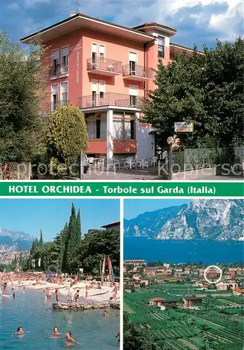 AK / Ansichtskarte Torbole_Lago_di_Garda Hotel Orchidea Strand Fliegeraufnahme Torbole_Lago_di_Garda