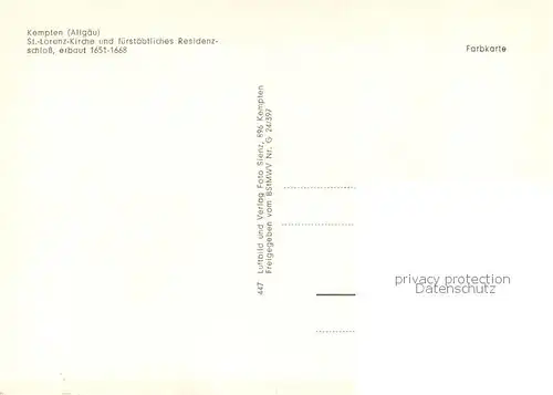 AK / Ansichtskarte Kempten_Allgaeu Fliegeraufnahme St Lorenz Kirche u. fuerstl. Residenzschloss Kempten Allgaeu