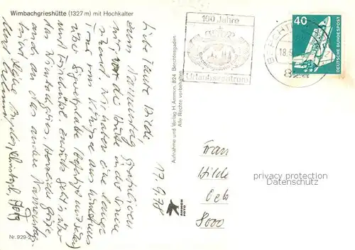 AK / Ansichtskarte Wimbachgriesshuette_1327m_Hochkalter Huette m. Hochkalter 