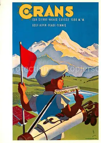AK / Ansichtskarte Crans sur Sierre Golf Alpin Plage Tennis Plakat Crans sur Sierre