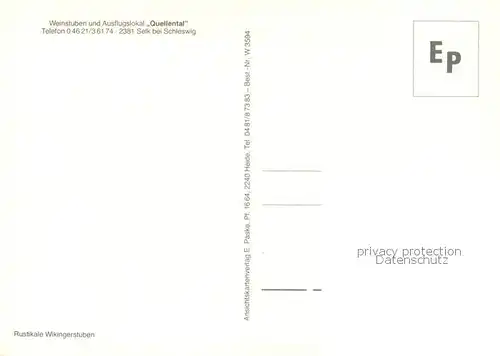 AK / Ansichtskarte Selk Weinstube u. Ausflugslokal Quellental Innenansicht Selk