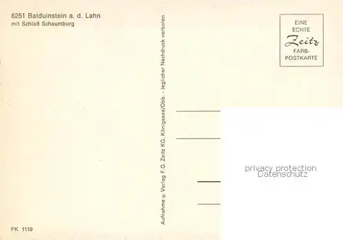 AK / Ansichtskarte Balduinstein Teilansicht m. Schloss Schaumburg Balduinstein