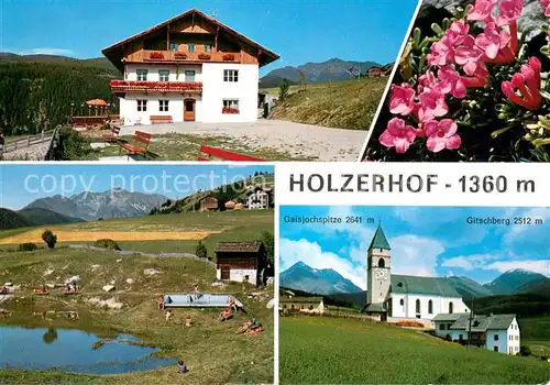 AK / Ansichtskarte Meransen Gaestehaus Holzerhof Kirche m. Gaisjochspitze u. Gitschberg Meransen