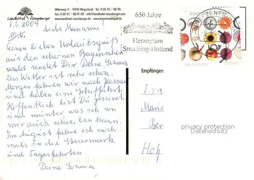 AK / Ansichtskarte Wegscheid_Niederbayern Landhotel Rosenberger Badesee Fahrgastschiffe Ortsansicht mit Kirche Wegscheid Niederbayern