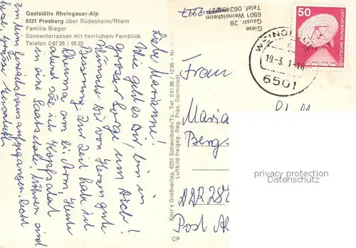 AK / Ansichtskarte Presberg_Rheingau Gaststaette Rheingauer Alp Presberg Rheingau