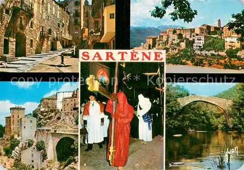 AK / Ansichtskarte Sartene_Corse Vieille rue Entree de la ville Procession du Catenacciu Riviere dans le maquis 