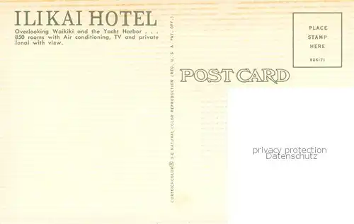 AK / Ansichtskarte Waikiki_Honolulu_Hawaii Ilikai Hotel and the Yacht Harbor Air view 