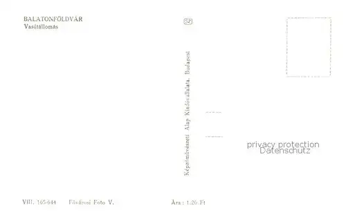 AK / Ansichtskarte Balatonfoeldvar Vasutallomas Balatonfoeldvar