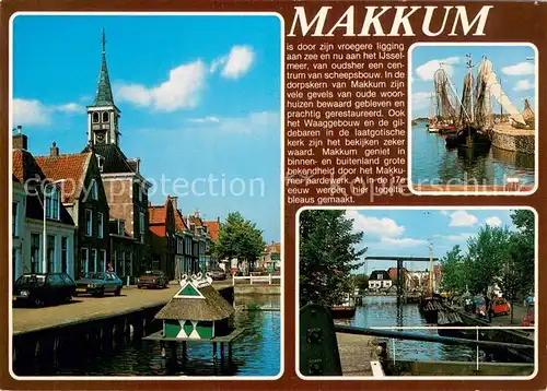 AK / Ansichtskarte Makkum Ort am Ijsselmeer Hafen Kanal Innenstadt Kirche Makkum
