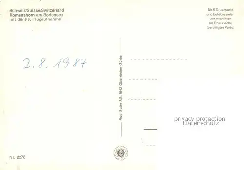 AK / Ansichtskarte Romanshorn_TG Panorama Bodensee mit Blick zum Saentis Appenzeller Alpen Romanshorn TG