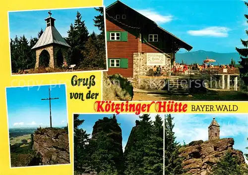 AK / Ansichtskarte Koetzting Koetztinger Huette auf dem Kaitersberg Felsen Kreuz Bayerischer Wald Koetzting