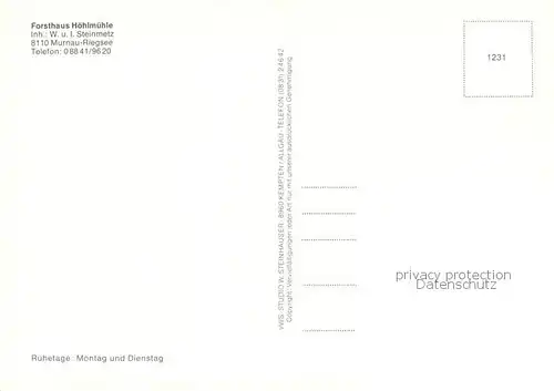 AK / Ansichtskarte Riegsee Forsthaus Hoehlmuehle Gaststaette Riegsee