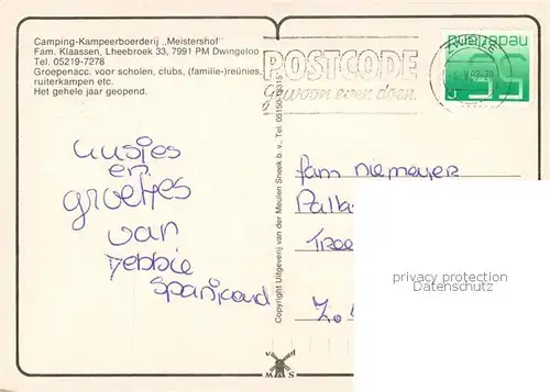 AK / Ansichtskarte Dwingeloo Camping Kampeerboerderij Meistershof Restaurant Swimming Pool Dwingeloo