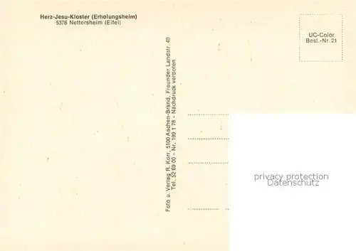 AK / Ansichtskarte Nettersheim Herz Jesu Kloster Erholungsheim Aussenansicht Nettersheim
