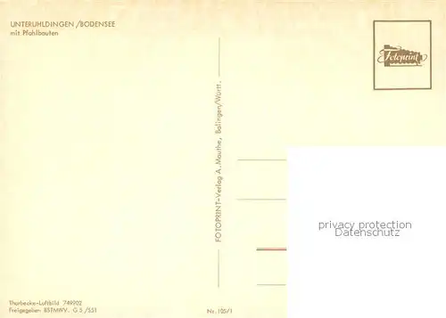 AK / Ansichtskarte Unteruhldingen_Bodensee Fliegeraufnahme Gesamtansicht m. Pfahlbauten 