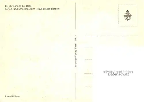 AK / Ansichtskarte St_Chrischona Ferien  u. Erholungsheim Haus zu den Bergen Aussenansicht St_Chrischona