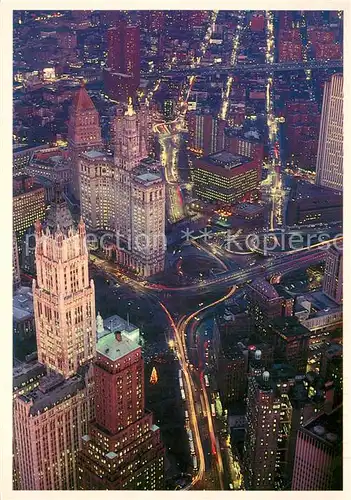 AK / Ansichtskarte New_York_City Woolworth Building City Hall and the Municipal Building Air view New_York_City