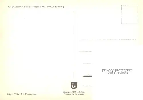 AK / Ansichtskarte Huskvarna_Sweden Aftonstaemning oever Huskvarna och Joenkoeping Fliegeraufnahme 