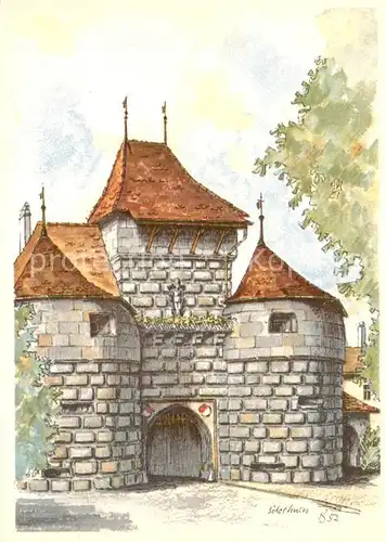 AK / Ansichtskarte Solothurn Stadttor Kuenstlerkarte Solothurn