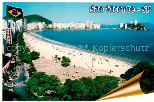 AK / Ansichtskarte Sao_Vicente__Sao_Paulo_Brazil Praia do Gonzaguinha ao fundo Ilha Pochat 