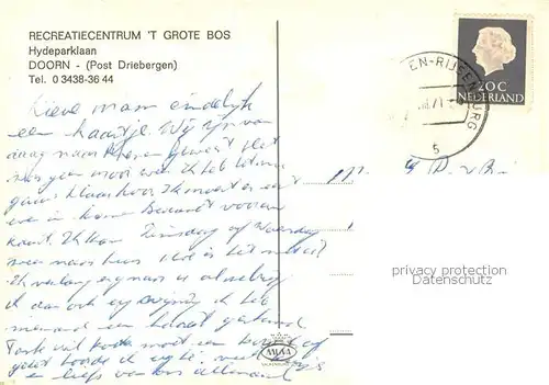 AK / Ansichtskarte Doorn_Niederlande Recreatiecentrum  t Grote Bos Hydeparklaan Schwimmbad Doorn_Niederlande