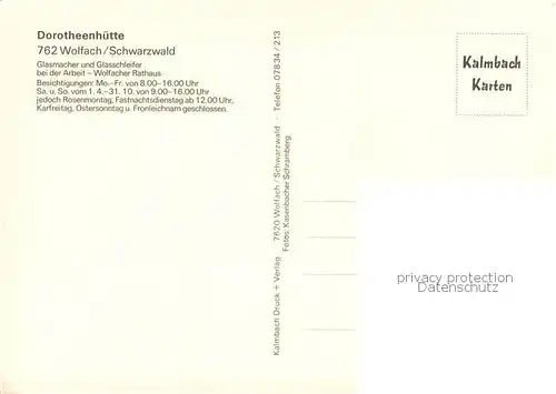 AK / Ansichtskarte Wolfach Rathaus Glasmacher und Glasschleifer bei der Arbeit Wolfach