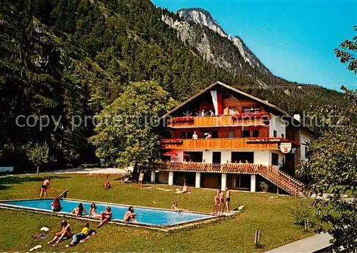 AK / Ansichtskarte Muenster_Tirol Gasthof Pension Gruensbach Pool Muenster_Tirol