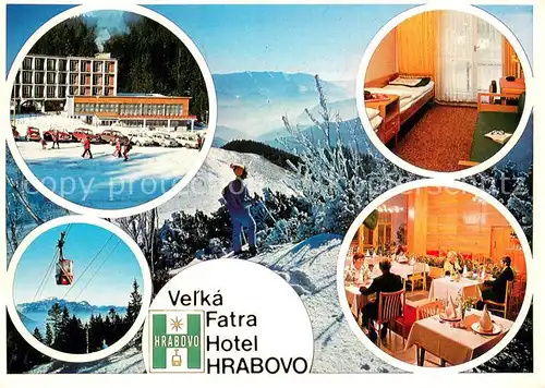 AK / Ansichtskarte Velka_Fatra Pohlad z Velkej Fatry na Nitzke Tatry Hotel Hrabovo Kabinkova lanovka na Malino Hotelova izba Jedalen Velka Fatra