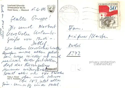 AK / Ansichtskarte Spindleruv_Mlyn_Spindelmuehle_Riesengebirge_CZ Interhotel Krkonose Hotel Savoy Westend 