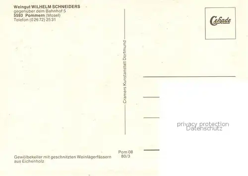 AK / Ansichtskarte Pommern_Mosel Weingut Wilhelm Schneiders Weinkeller Pommern Mosel