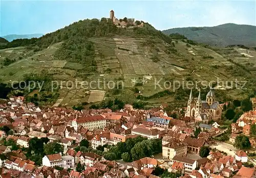 AK / Ansichtskarte Heppenheim_Bergstrasse Fliegeraufnahme mit Stadt und Burg Heppenheim_Bergstrasse