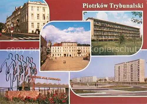 AK / Ansichtskarte Piotrkow_Trybunalski_PL Ulica Jukiusza Slowackiego Szpital Rynek Trybunalski Stadion GKS Piotrcovia  