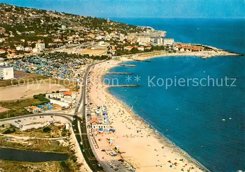 AK / Ansichtskarte Sete_Cette_34 Vue aerienne sur la plage de la Corniche et ses nombres campings 