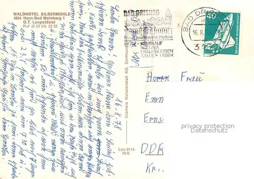 AK / Ansichtskarte Horn Bad_Meinberg Waldhotel Silbermuehle Horn Bad_Meinberg