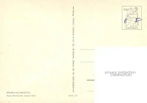 AK / Ansichtskarte Blumenthal__Bremen Haus Blomendal 