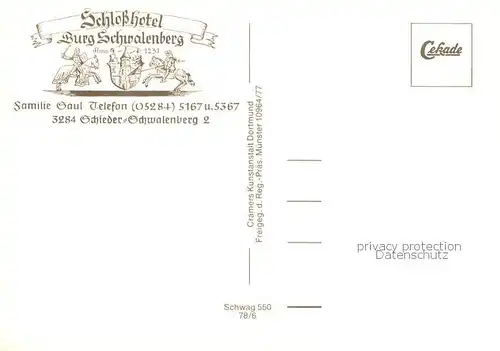 AK / Ansichtskarte Schieder Schwalenberg Schlosshotel Burg Schwalenberg Fliegeraufnahme Schieder Schwalenberg
