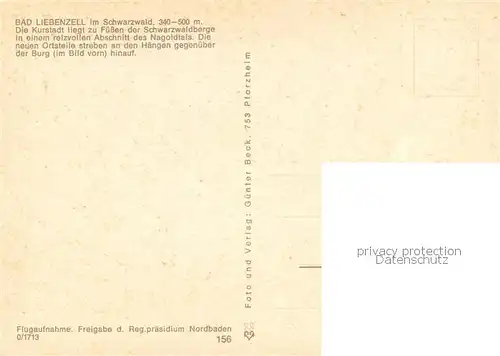 AK / Ansichtskarte Bad_Liebenzell Fliegeraufnahme Bad_Liebenzell