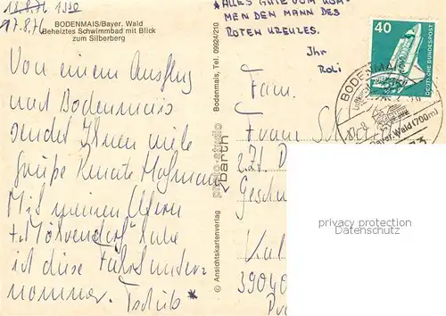 AK / Ansichtskarte Bodenmais Schwimmbad mit Blick zum Silberberg Bodenmais