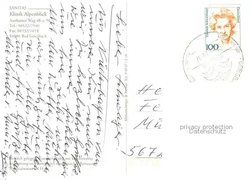 AK / Ansichtskarte Bad_Griesbach_Rottal Klinik Alpenblick Speisesaal Rezeption Bewegungsbad Bad_Griesbach_Rottal