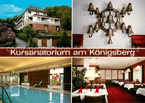AK / Ansichtskarte Bad_Pyrmont Kursanatorium am Koenigsberg Hallenbad Speisesaal Bad_Pyrmont
