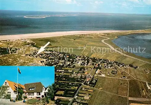 AK / Ansichtskarte Norddorf_Amrum Gaestehaus Irmgard Nordseeheilbad Fliegeraufnahme Norddorf Amrum